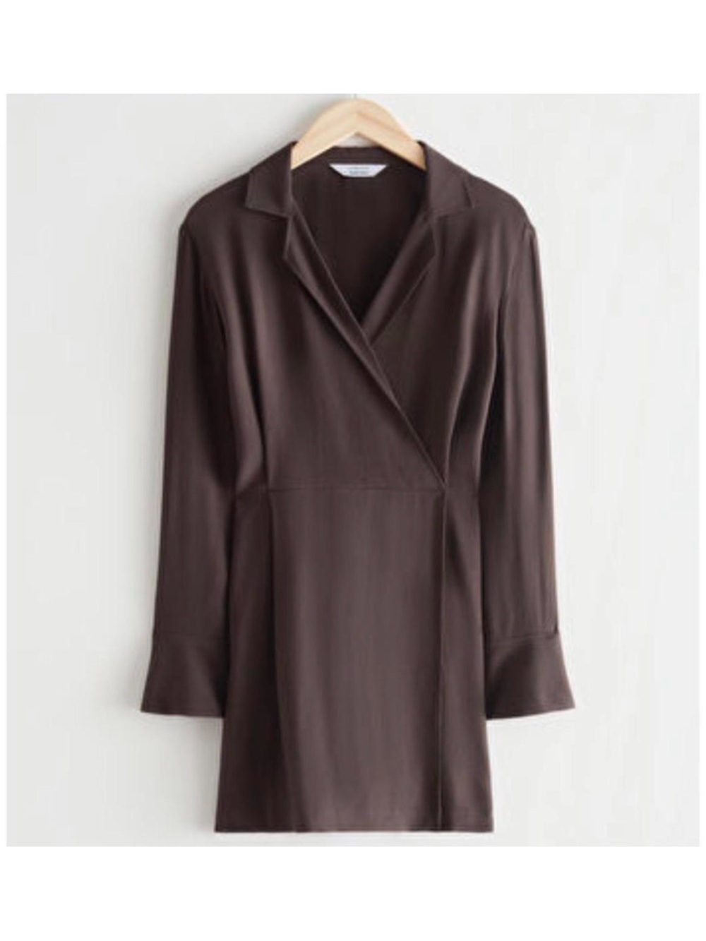 & Other Stories Brown Classy Wrap Deep V- Neck Blazer Mini Dress Size XS